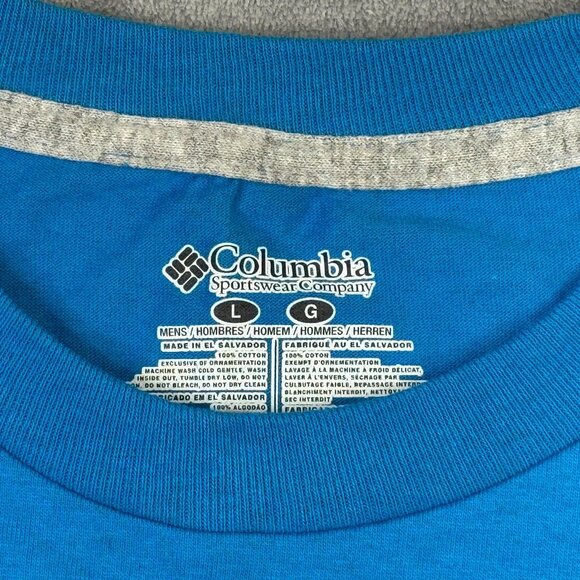 Columbia T Shirt Mens Large L Blue Short Sleeve Crew Neck UV Protection Tee - Picture 4 of 9